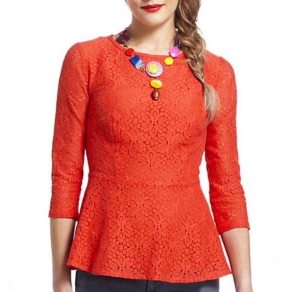Anthropologie Moulinette Soeurs Lace Peplum Top 0